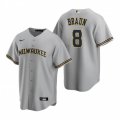 Nike Milwaukee Brewers #8 Ryan Braun Gray Road Stitched Baseball Jersey