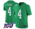 Philadelphia Eagles #4 Jake Elliott Limited Green Rush Vapor Untouchable 100th Season Football Jersey