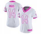 Women's Minnesota Vikings #14 Stefon Diggs Limited White Pink Rush Fashion Football Jersey