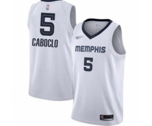 Memphis Grizzlies #5 Bruno Caboclo Swingman White Finished Basketball Jersey - Association Edition
