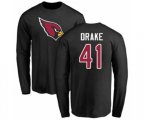 Arizona Cardinals #41 Kenyan Drake Black Name & Number Logo Long Sleeve T-Shirt
