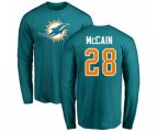 Miami Dolphins #28 Bobby McCain Aqua Green Name & Number Logo Long Sleeve T-Shirt