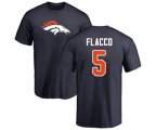 Denver Broncos #5 Joe Flacco Navy Blue Name & Number Logo T-Shirt