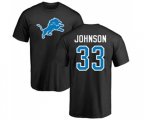 Detroit Lions #33 Kerryon Johnson Black Name & Number Logo T-Shirt