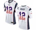 New England Patriots #12 Tom Brady Elite White Road USA Flag Fashion Football Jersey