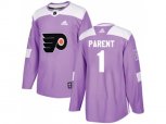 Adidas Philadelphia Flyers #1 Bernie Parent Purple Authentic Fights Cancer Stitched NHL Jersey
