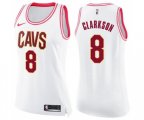 Women's Cleveland Cavaliers #8 Jordan Clarkson Swingman White Pink Fashion Basketball Jersey
