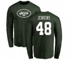 New York Jets #48 Jordan Jenkins Green Name & Number Logo Long Sleeve T-Shirt