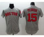 Boston Red Sox #15 Dustin Pedroia Majestic grey Flexbase Authentic Collection Player Jersey