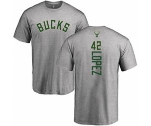Milwaukee Bucks #42 Robin Lopez Ash Backer T-Shirt