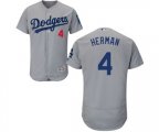 Los Angeles Dodgers #4 Babe Herman Gray Alternate Road Flexbase Authentic Collection Baseball Jersey