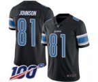 Detroit Lions #81 Calvin Johnson Limited Black Rush Vapor Untouchable 100th Season Football Jersey