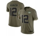 New York Jets #12 Joe Namath 2022 Olive Salute To Service Limited Stitched Jersey