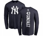 New York Yankees #43 Gio Gonzalez Navy Blue Backer Long Sleeve T-Shirt