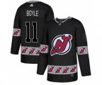 New Jersey Devils #11 Brian Boyle Authentic Black Team Logo Fashion Hockey Jersey