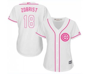 Women\'s Chicago Cubs #18 Ben Zobrist Authentic White Fashion Baseball Jersey