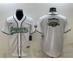 Jacksonville Jaguars White Team Big Logo With Patch Cool Base Stitched Baseball Jersey