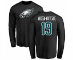 Philadelphia Eagles #19 JJ Arcega-Whiteside Black Name & Number Logo Long Sleeve T-Shirt