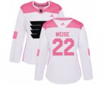 Women Adidas Philadelphia Flyers #22 Dale Weise Authentic White Pink Fashion NHL Jersey