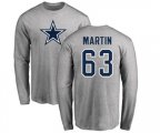 Dallas Cowboys #63 Marcus Martin Ash Name & Number Logo Long Sleeve T-Shirt