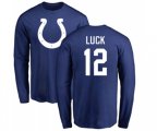 Indianapolis Colts #12 Andrew Luck Royal Blue Name & Number Logo Long Sleeve T-Shirt