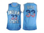2016 US Flag Fashion Indiana State Sycamores Larry Bird #33 College Basketball Hardwood Legends Jersey - Blue