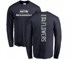 Seattle Seahawks #37 Tre Flowers Navy Blue Backer Long Sleeve T-Shirt