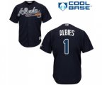 Atlanta Braves #1 Ozzie Albies Replica Blue Alternate Road Cool Base Baseball Jersey