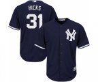 New York Yankees #31 Aaron Hicks Replica Navy Blue Alternate MLB Jersey
