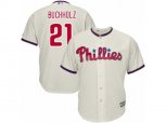 Philadelphia Phillies #21 Clay Buchholz Replica Cream Alternate Cool Base MLB Jersey