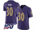 Baltimore Ravens #30 Kenneth Dixon Limited Purple Rush Vapor Untouchable 100th Season Football Jersey