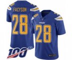 Los Angeles Chargers #28 Brandon Facyson Limited Electric Blue Rush Vapor Untouchable 100th Season Football Jersey