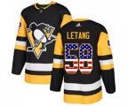 Adidas Pittsburgh Penguins #58 Kris Letang Authentic Black USA Flag Fashion NHL Jersey