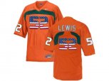 2016 US Flag Fashion Men's Miami Hurricanes Ray Lewis #52 College Football Jersey - Orange