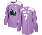 Adidas San Jose Sharks #7 Paul Martin Authentic Purple Fights Cancer Practice NHL Jersey