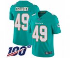 Miami Dolphins #49 Sam Eguavoen Aqua Green Team Color Vapor Untouchable Limited Player 100th Season Football Jersey