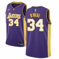 Los Angeles Lakers #34 Shaquille O'Neal Authentic Purple NBA Jersey - Icon Edition