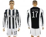 2017-18 Juventus 17 MANDZUKIC Home Long Sleeve Soccer Jersey
