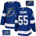 Tampa Bay Lightning #55 Braydon Coburn Authentic Royal Blue Fashion Gold NHL Jersey