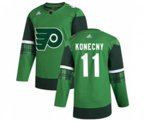 Philadelphia Flyers #11 Travis Konecny 2020 St. Patrick\'s Day Stitched Hockey Jersey