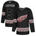 Detroit Red Wings #5 Nicklas Lidstrom Authentic Black Team Logo Fashion NHL Jersey