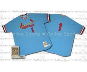 1982 St. Louis Cardinals #1 Ozzie Smith Replica Blue Throwback Baseball Jersey