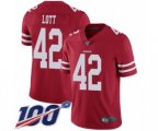 San Francisco 49ers #42 Ronnie Lott Red Team Color Vapor Untouchable Limited Player 100th Season Football Jersey
