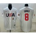 USA Baseball #8 Trea Turner 2023 White World Baseball Classic Stitched Jerseys