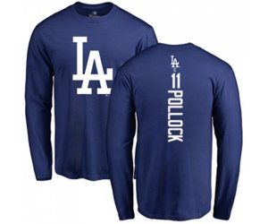 Los Angeles Dodgers #11 A. J. Pollock Royal Blue Backer Long Sleeve T-Shirt