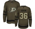 Anaheim Ducks #36 John Gibson Authentic Green Salute to Service Hockey Jersey