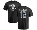 Oakland Raiders #12 Kenny Stabler Black Name & Number Logo T-Shirt