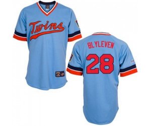 Minnesota Twins #28 Bert Blyleven Authentic Light Blue Cooperstown Throwback Baseball Jersey