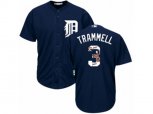 Detroit Tigers #3 Alan Trammell Authentic Navy Blue Team Logo Fashion Cool Base MLB Jersey