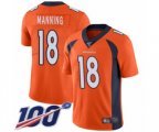 Denver Broncos #18 Peyton Manning Orange Team Color Vapor Untouchable Limited Player 100th Season Football Jersey